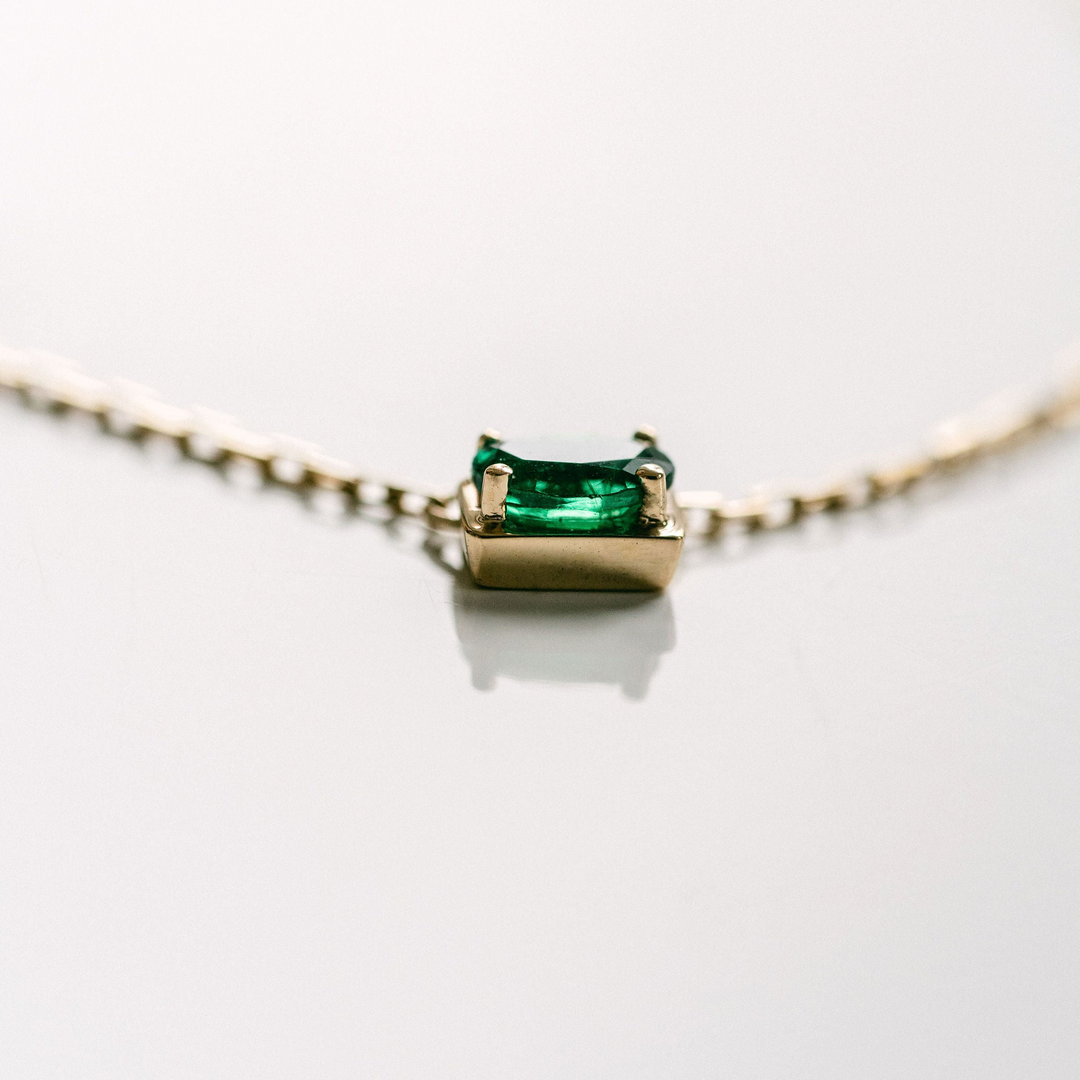 Oval East-West Framed Emerald Necklace
