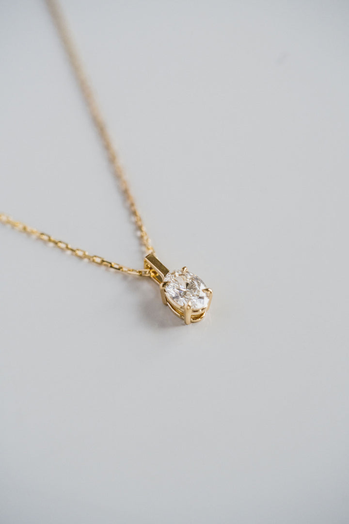 Oval Diamond Solitaire Box Pendant
