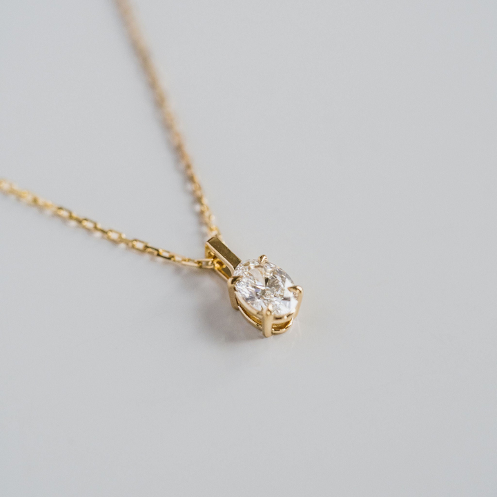 Oval Diamond Solitaire Box Pendant