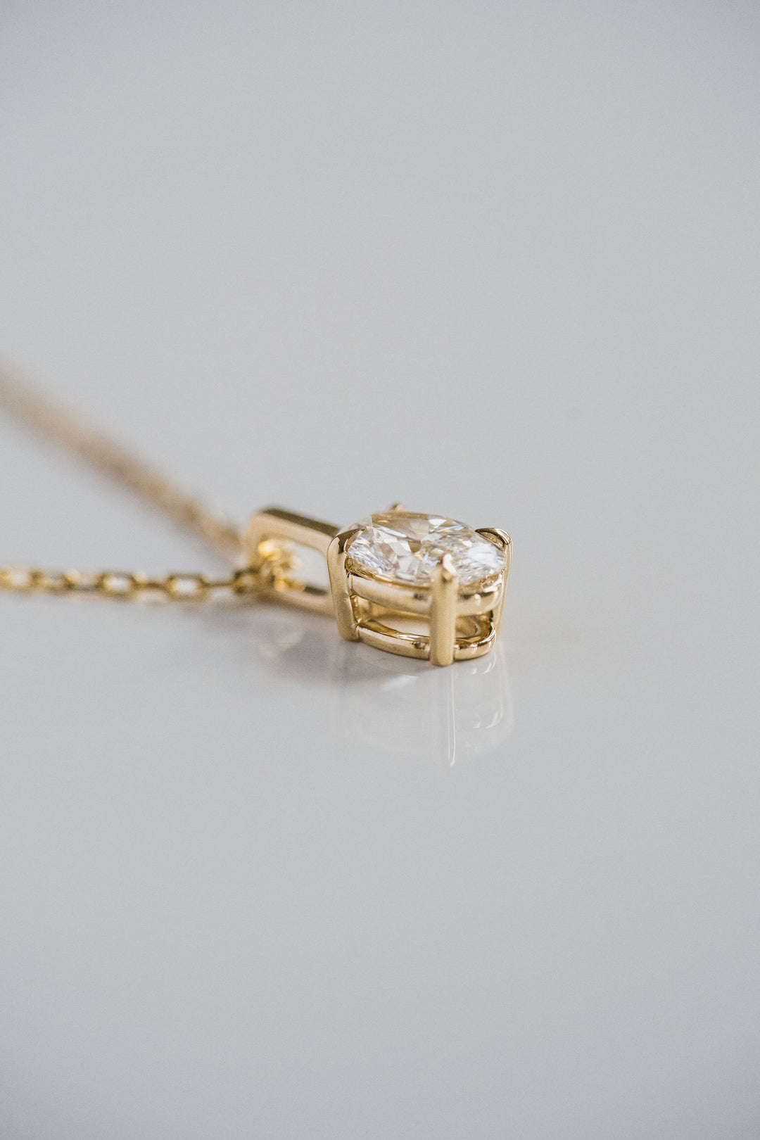 Oval Diamond Solitaire Necklace