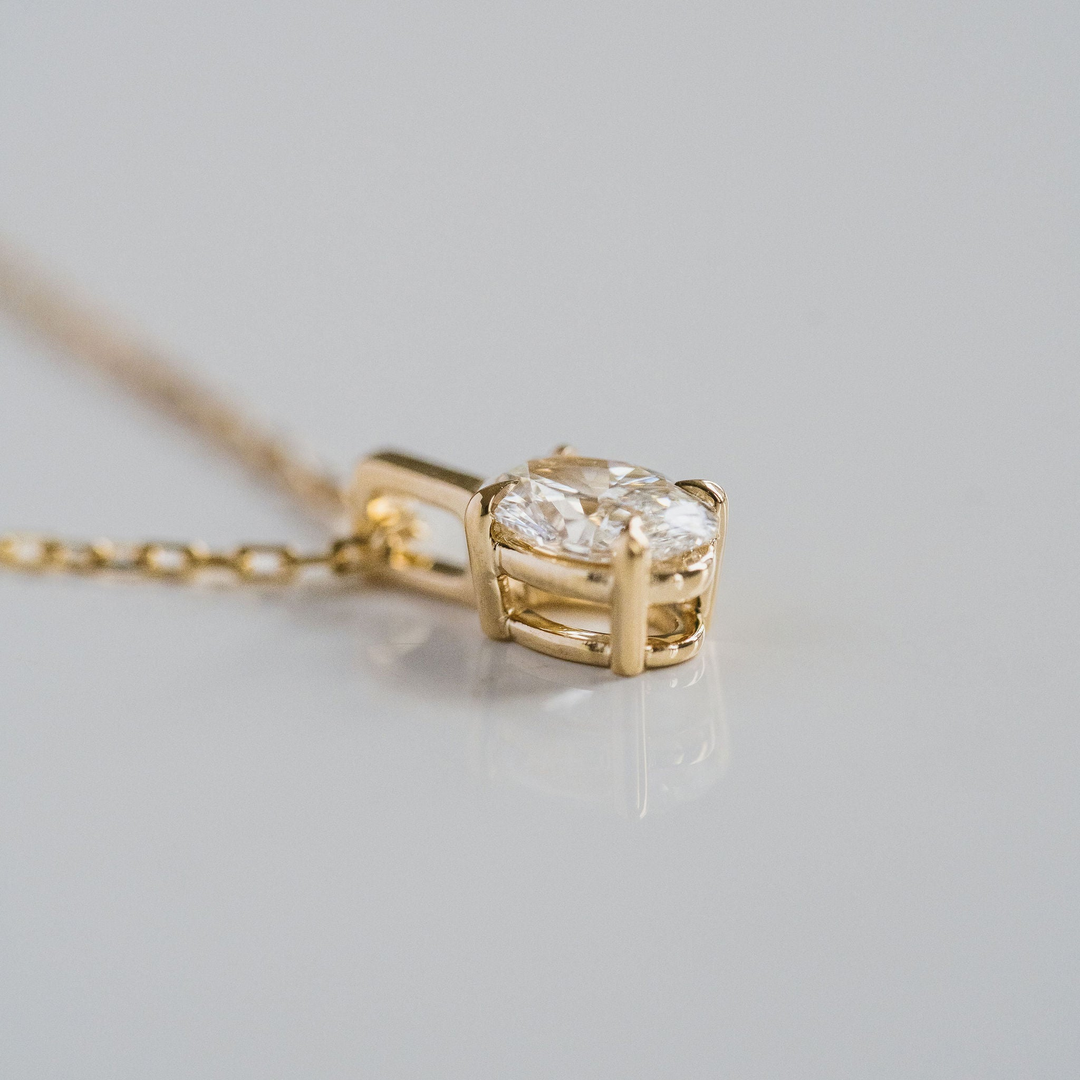 Oval Diamond Solitaire Box Pendant