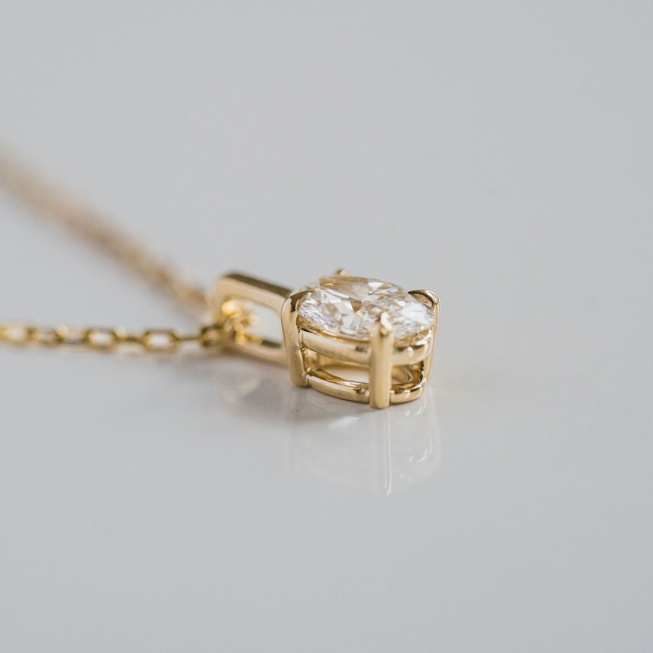 Oval Diamond Solitaire Box Pendant