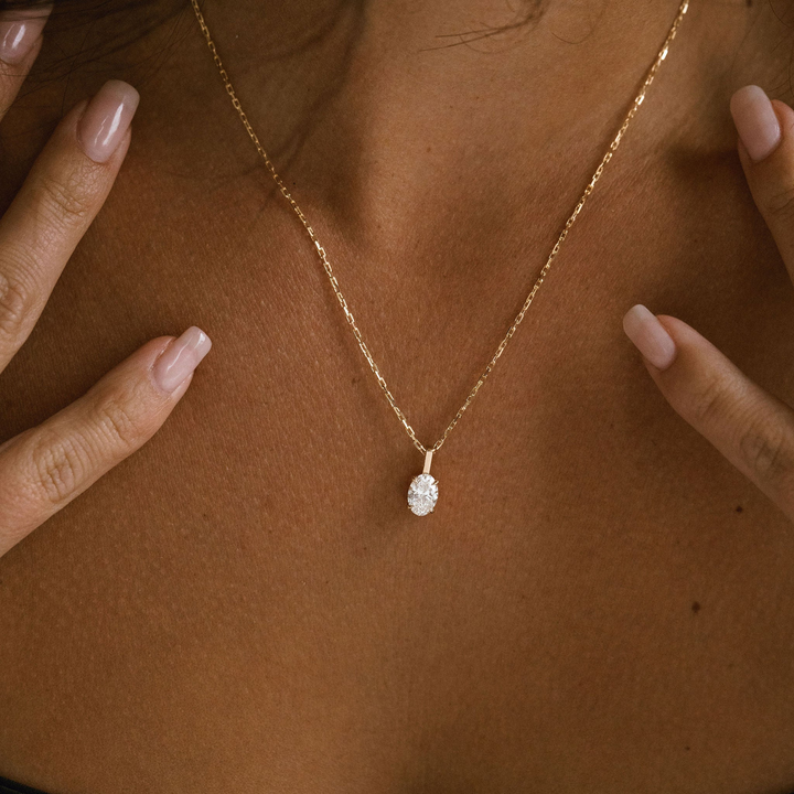 Oval Diamond Solitaire Box Pendant