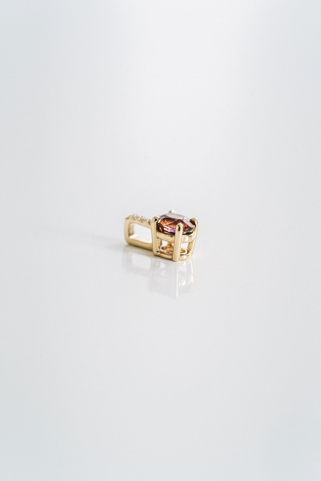 Oval Red-ish Pink Sapphire Solitaire Box Pendant With Diamond Bail