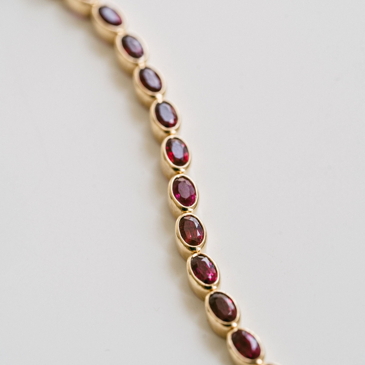 Oval Ruby Bezel Tennis Bracelet