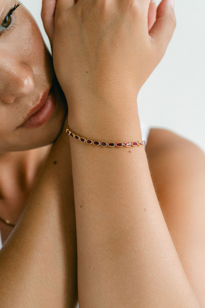 Oval Ruby Bezel Tennis Bracelet