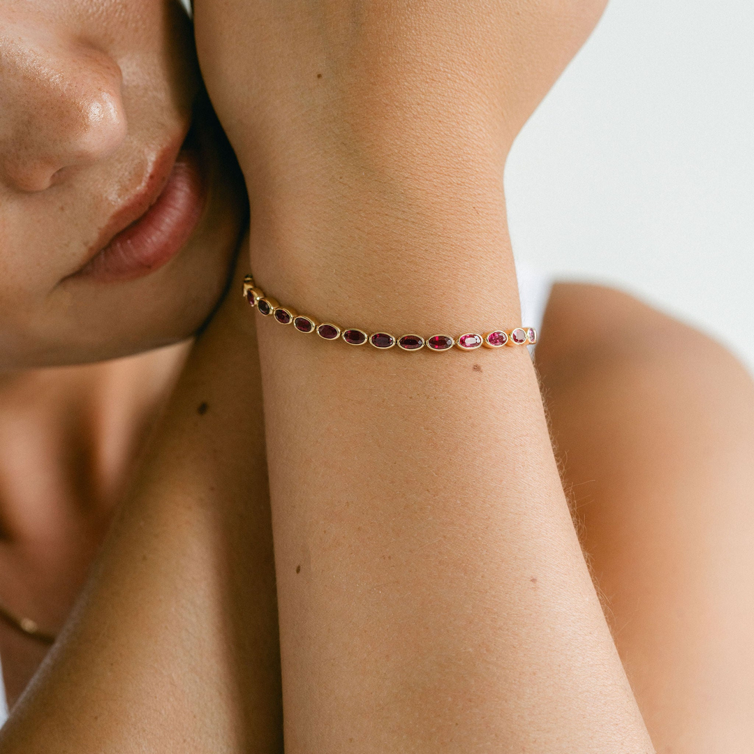 Oval Ruby Bezel Tennis Bracelet