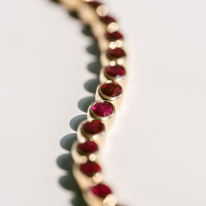 Oval Ruby Bezel Tennis Bracelet
