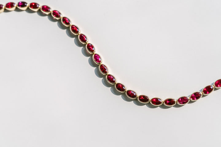 Oval Ruby Bezel Tennis Bracelet