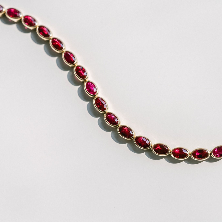 Oval Ruby Bezel Tennis Bracelet