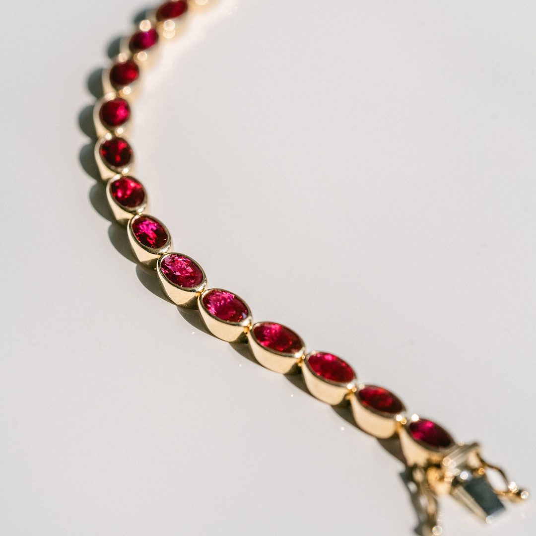 Oval Ruby Bezel Tennis Bracelet