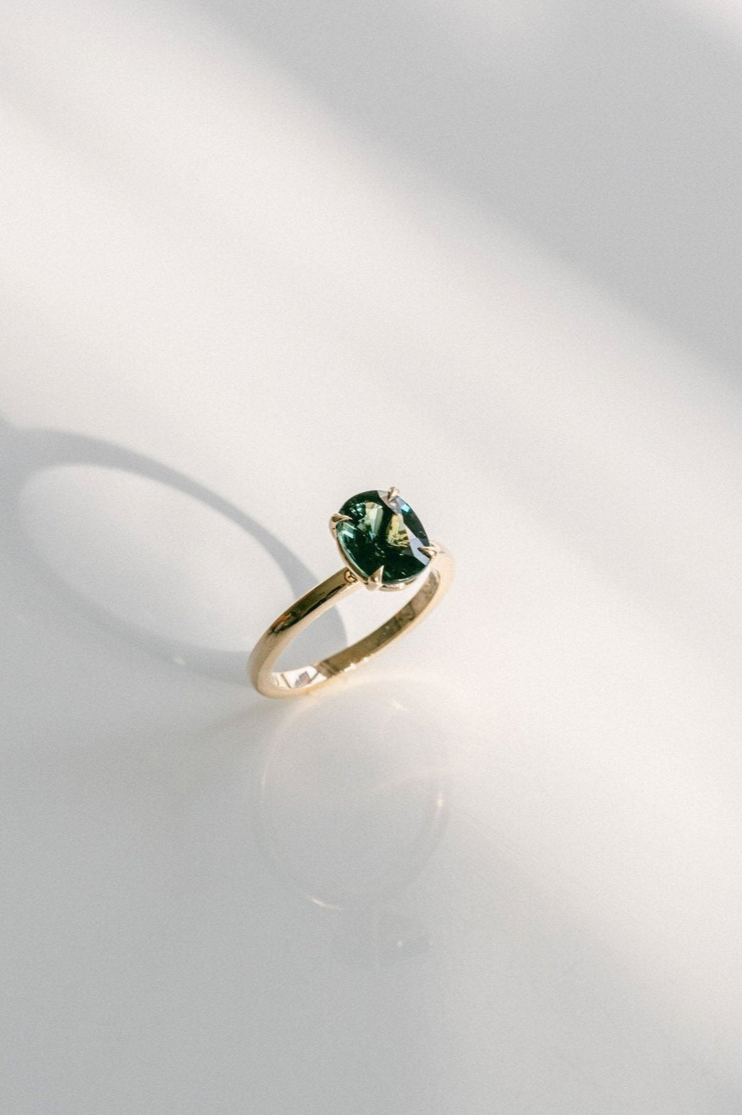 Oval West Coast Green Sapphire Cavalier Solitaire
