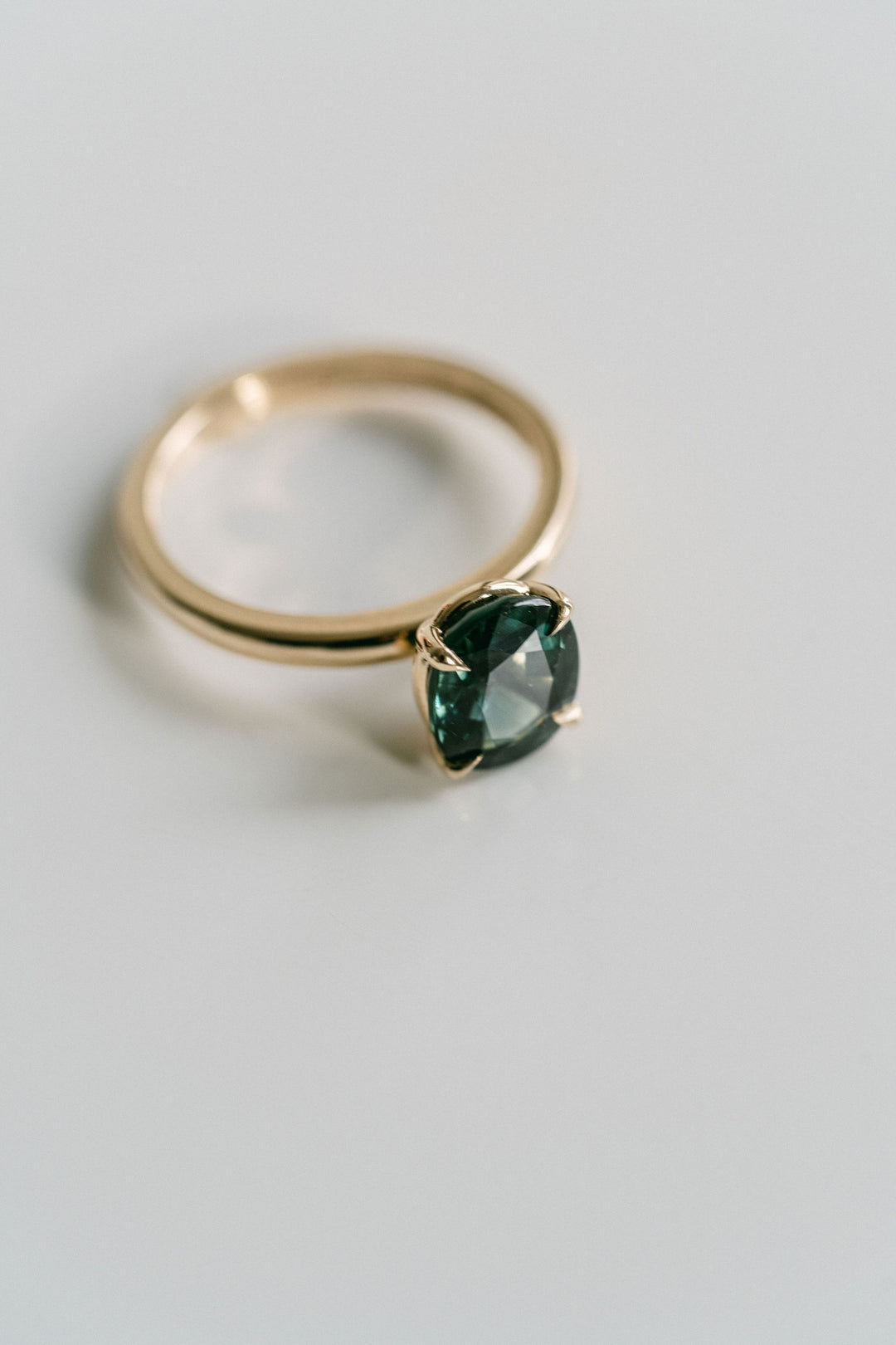 Oval West Coast Green Sapphire Cavalier Solitaire