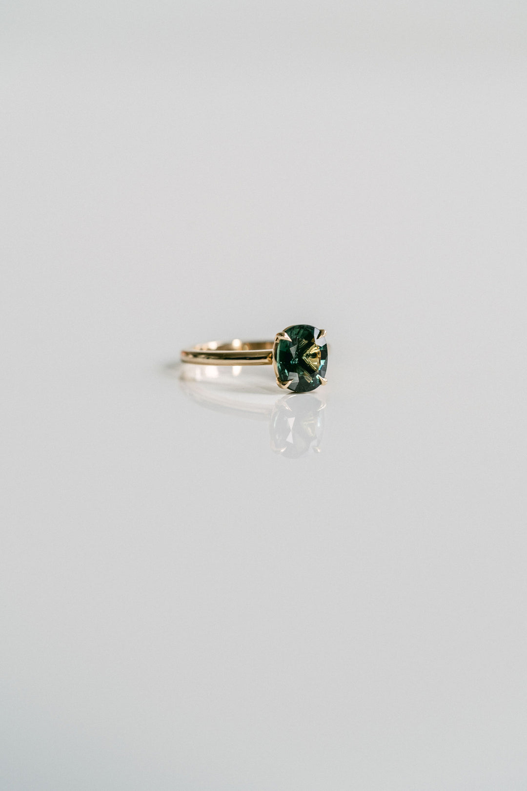 Oval West Coast Green Sapphire Cavalier Solitaire