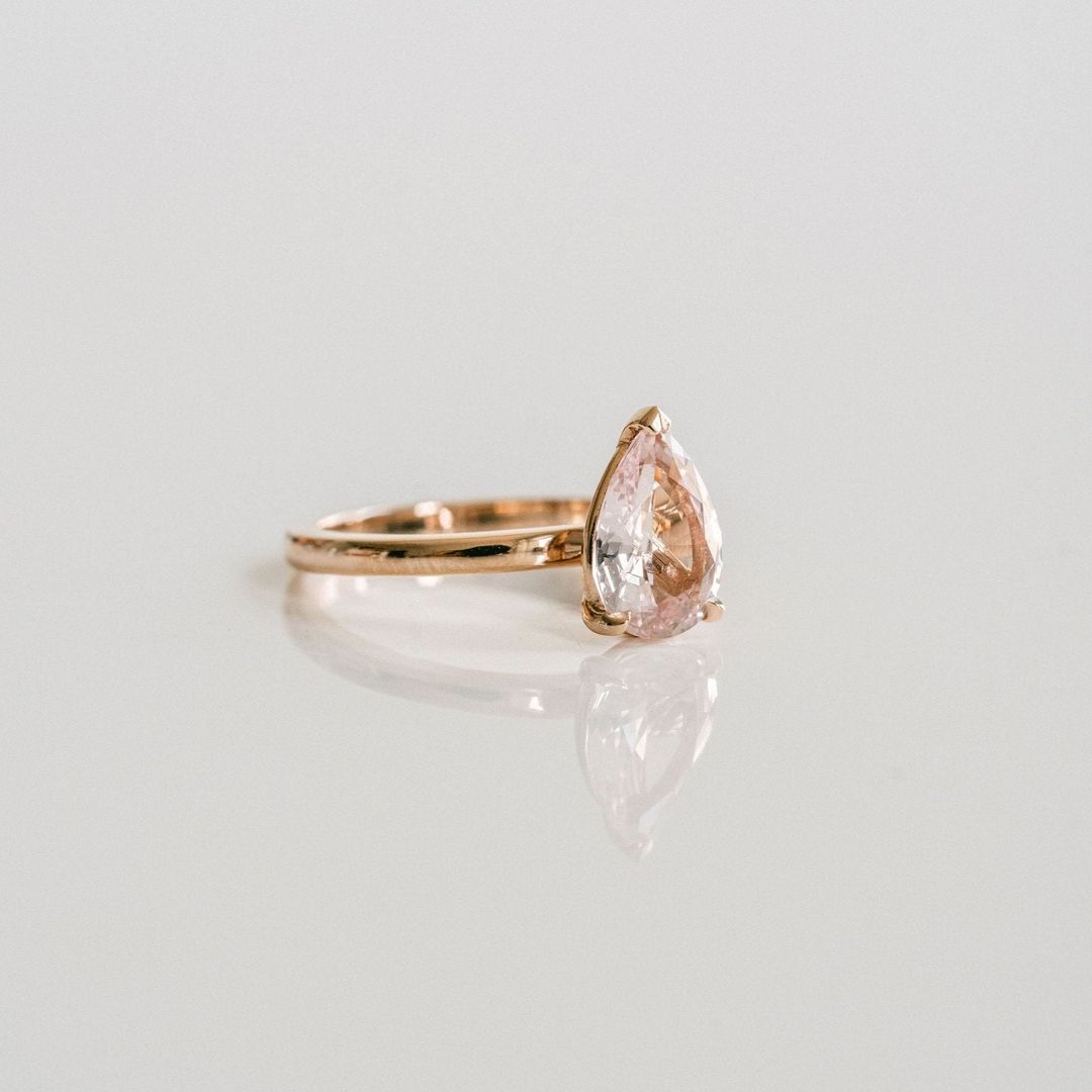 Pear Shape Padparadscha Sapphire Cavalier Solitaire