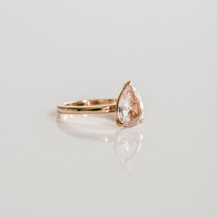 Pear Shape Padparadscha Sapphire Cavalier Solitaire