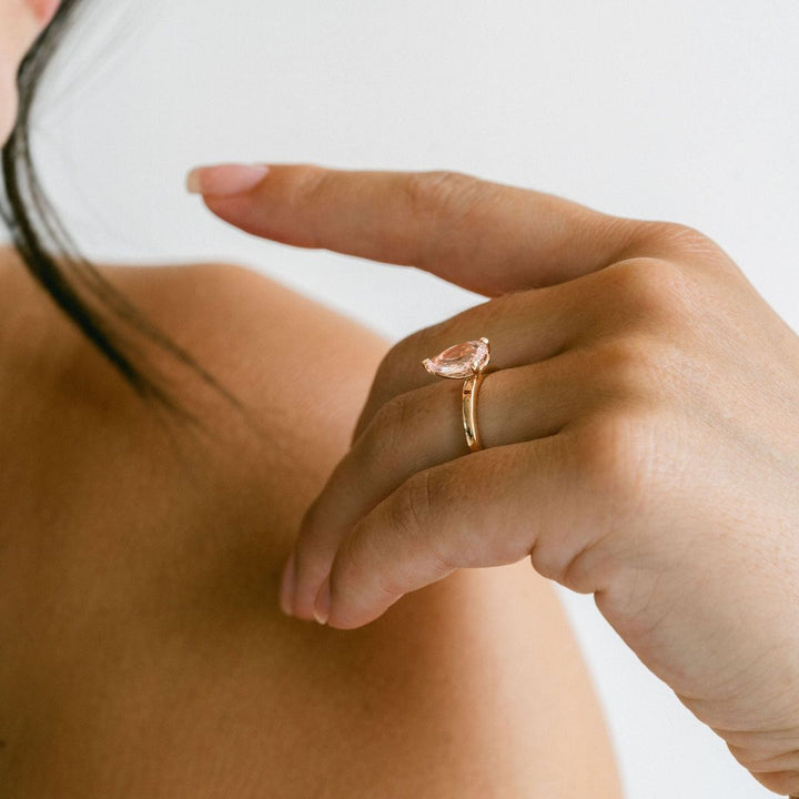 Pear Shape Padparadscha Sapphire Cavalier Solitaire