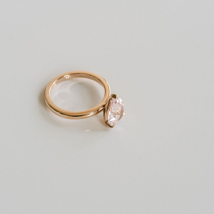 Pear Shape Padparadscha Sapphire Cavalier Solitaire