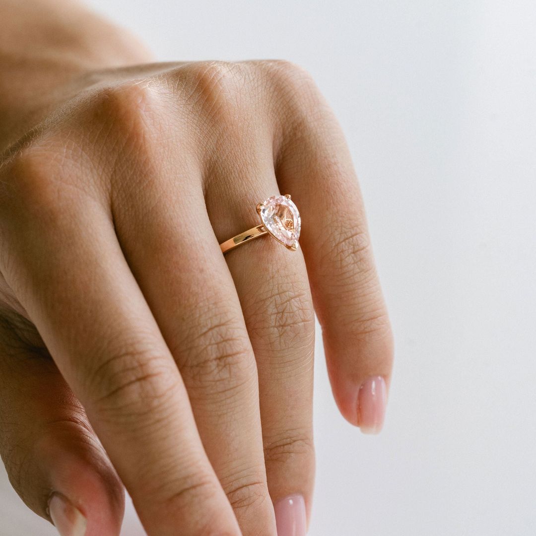 Pear Shape Padparadscha Sapphire Cavalier Solitaire