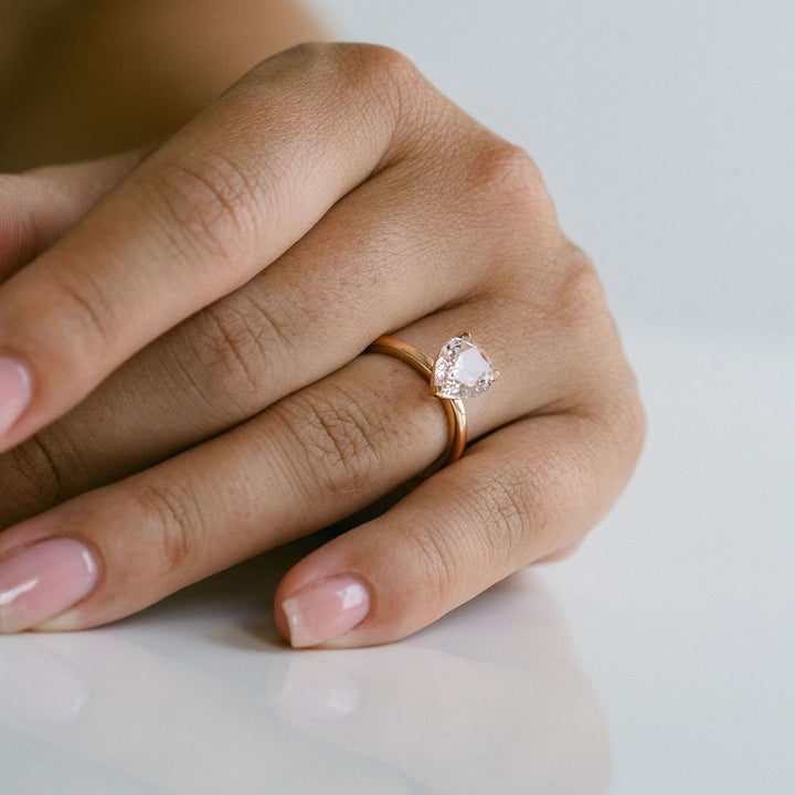 Pear Shape Padparadscha Sapphire Cavalier Solitaire