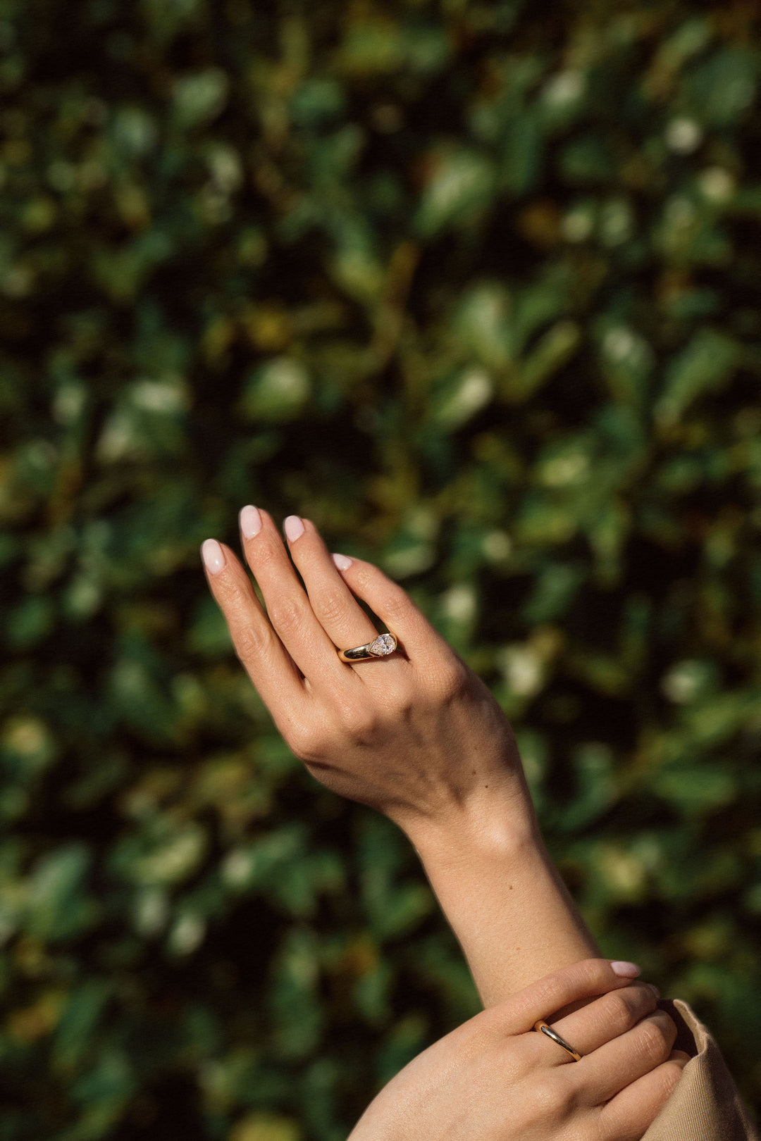 Pear Shape Diamond East-West Half Bezel Haven Ring Narrow