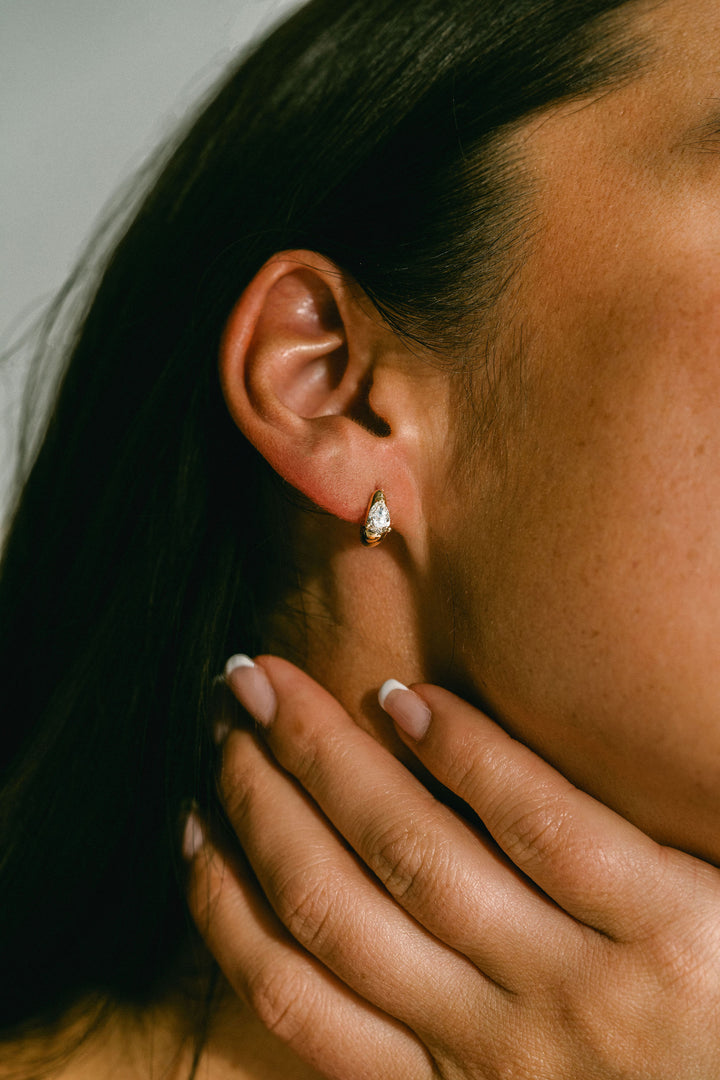 Pear Shape Diamond Huggies