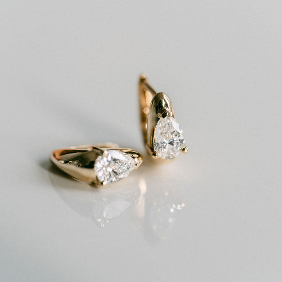 Pear Shape Diamond Huggies
