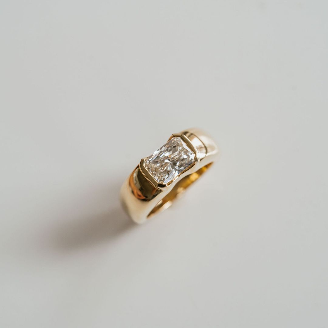 Radiant Cut Diamond East-West Half Bezel Haven Ring