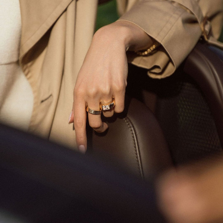 Radiant Cut Diamond East-West Half Bezel Haven Ring