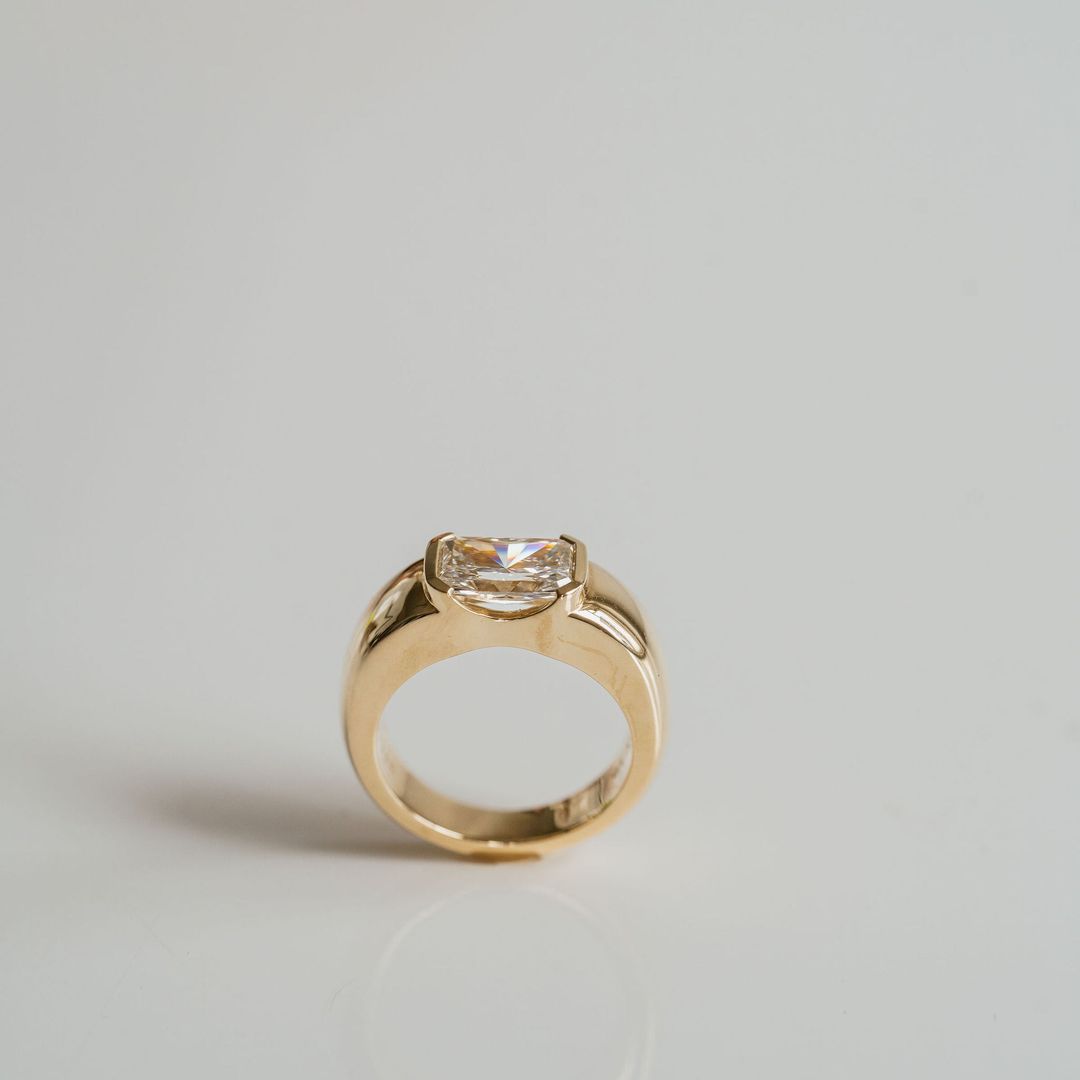 Radiant Cut Diamond East-West Half Bezel Haven Ring