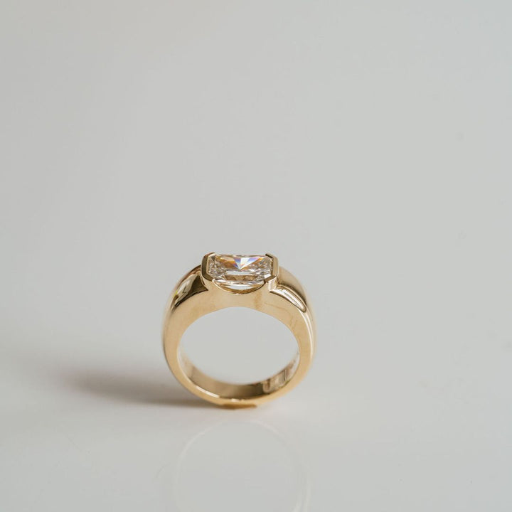 Radiant Cut Diamond East-West Half Bezel Haven Ring