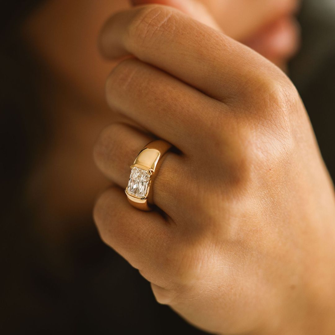 Radiant Cut Diamond East-West Half Bezel Haven Ring