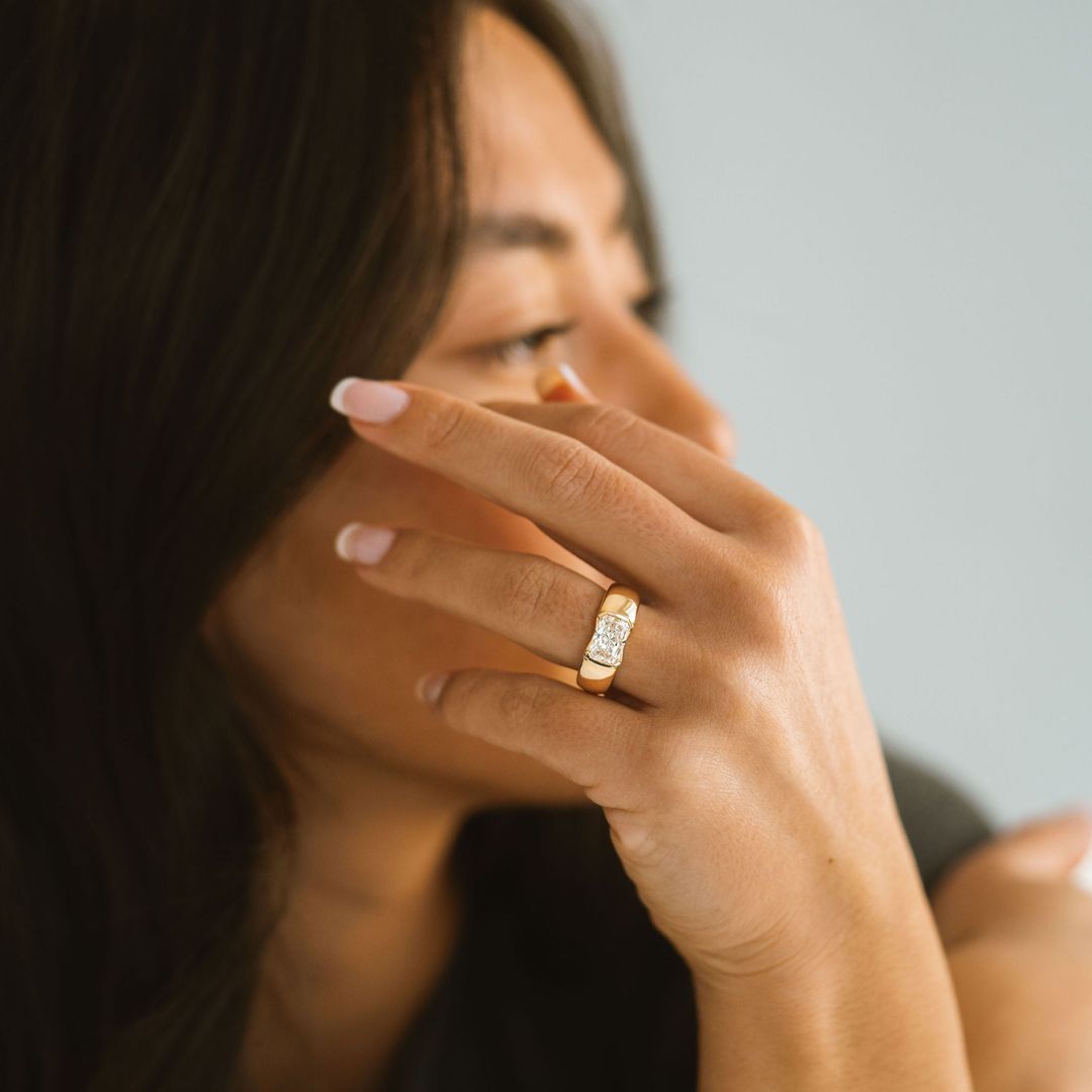 Radiant Cut Diamond East-West Half Bezel Haven Ring