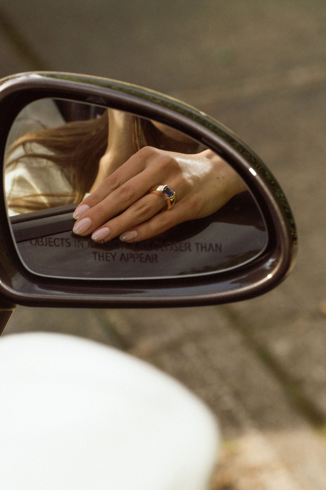 Radiant Cut Blue Sapphire East-West Half Bezel Haven Ring