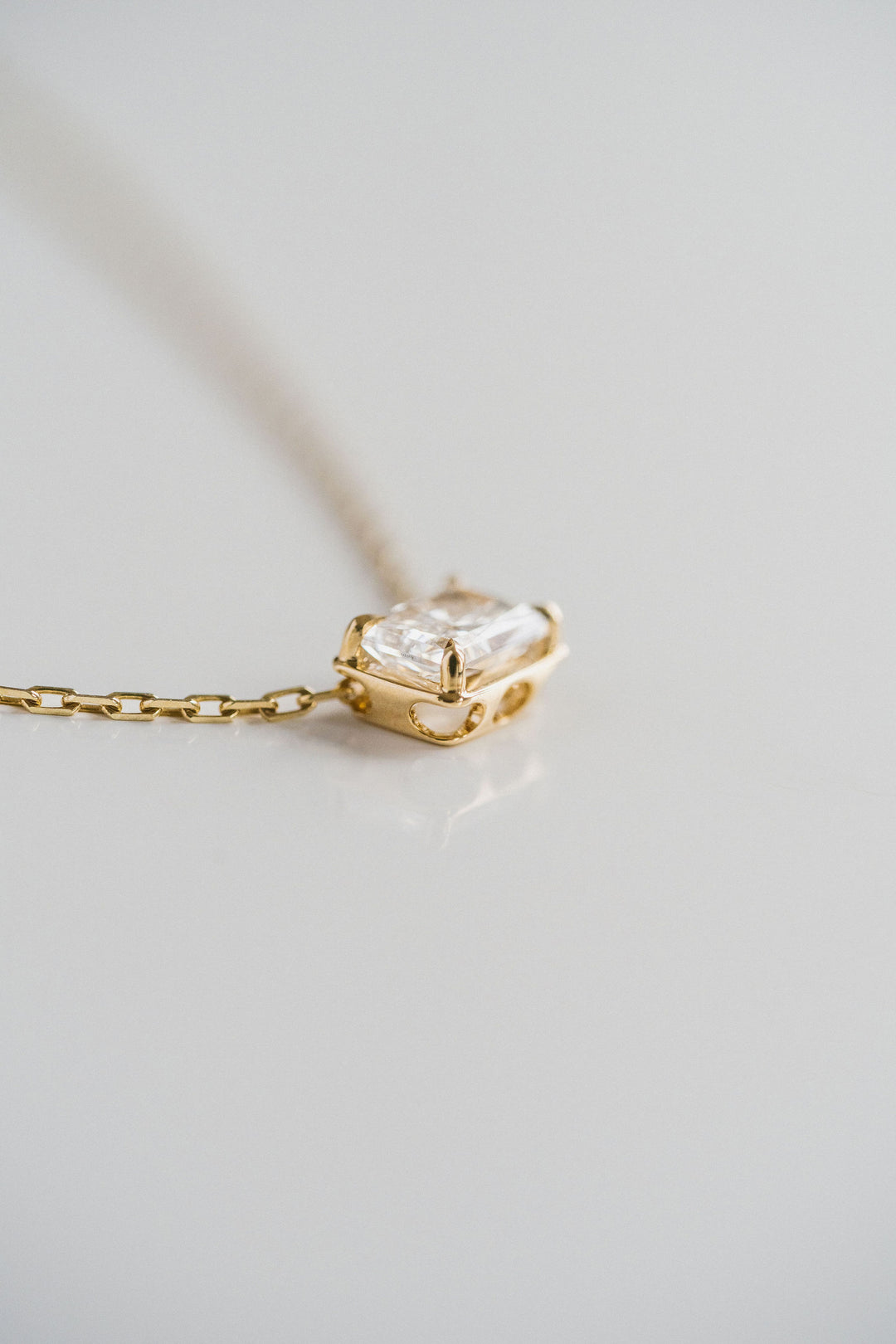 Radiant Cut East-West Framed Diamond Slider Necklace