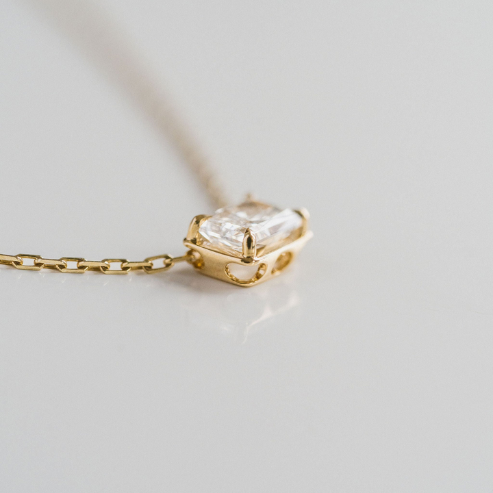 Radiant Cut East-West Framed Diamond Slider Necklace