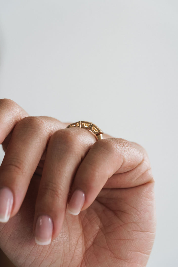 Radiant Cut East-West Yellow Diamond Bezel Band