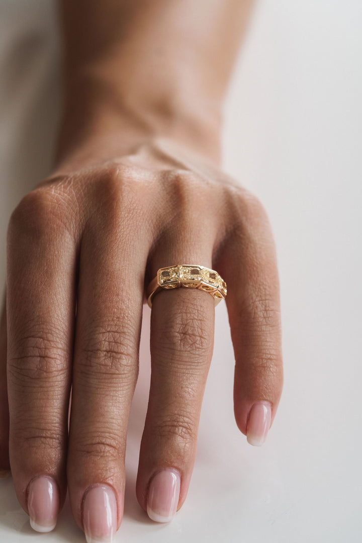 Radiant Cut East-West Yellow Diamond Bezel Band