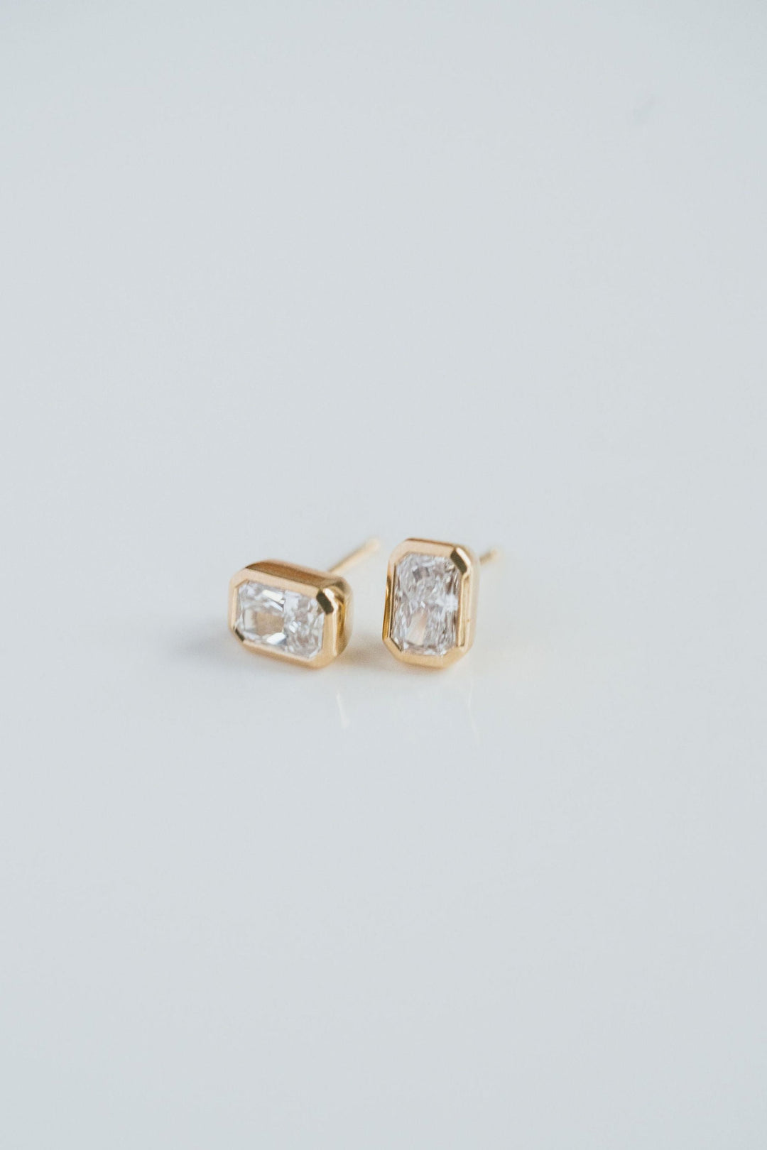 Radiant Diamond Bezel Studs