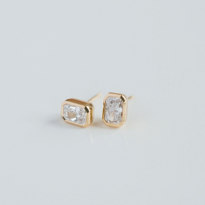 Radiant Diamond Bezel Studs