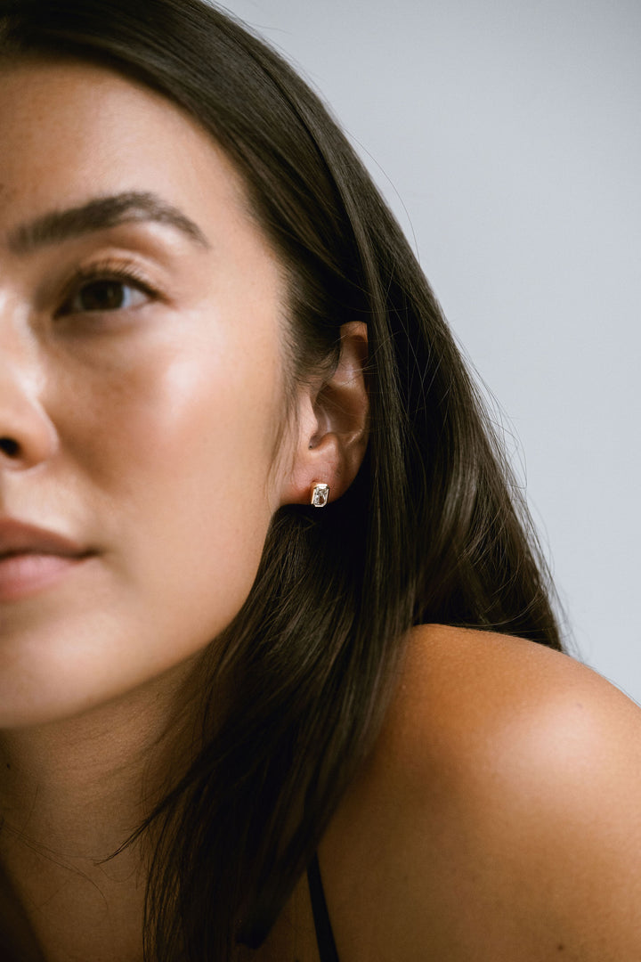 Radiant Diamond Bezel Studs