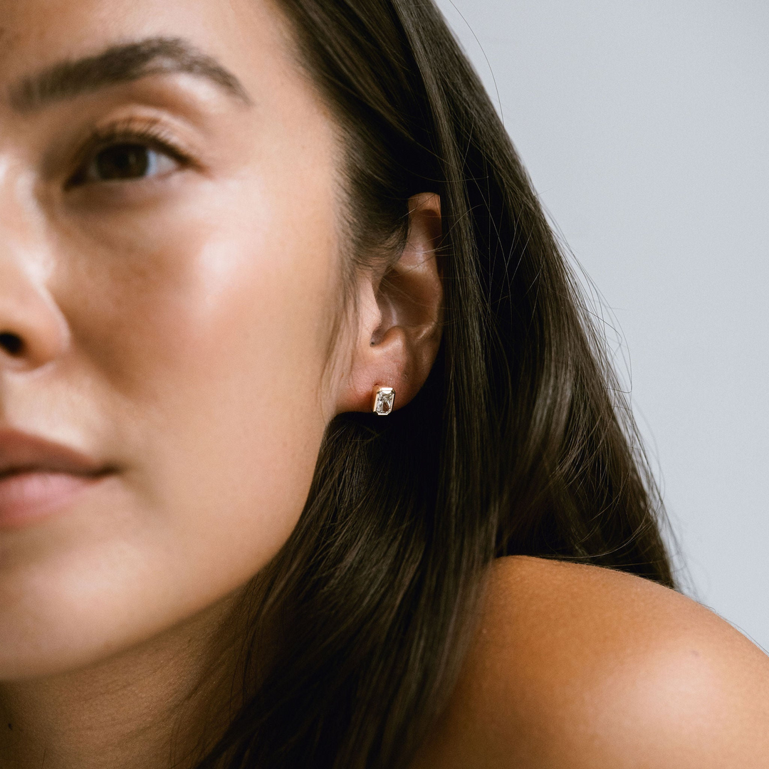 Radiant Diamond Bezel Studs