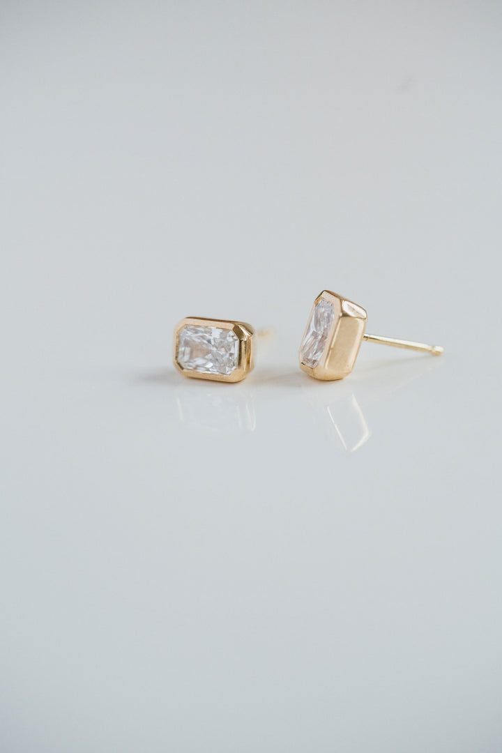 Radiant Diamond Bezel Studs
