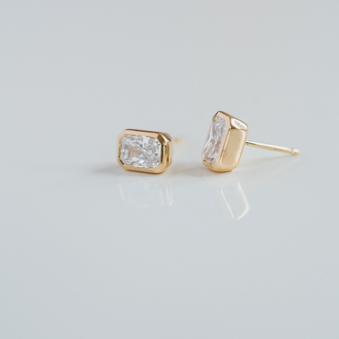 Radiant Diamond Bezel Studs