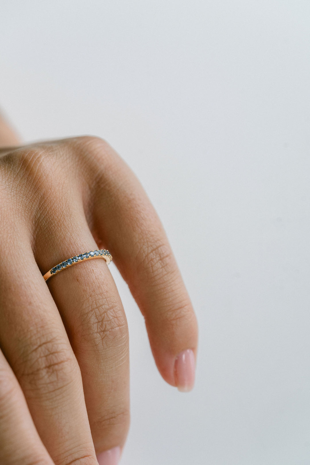 Round Blue Sapphire Pavé Band - 1.8mm