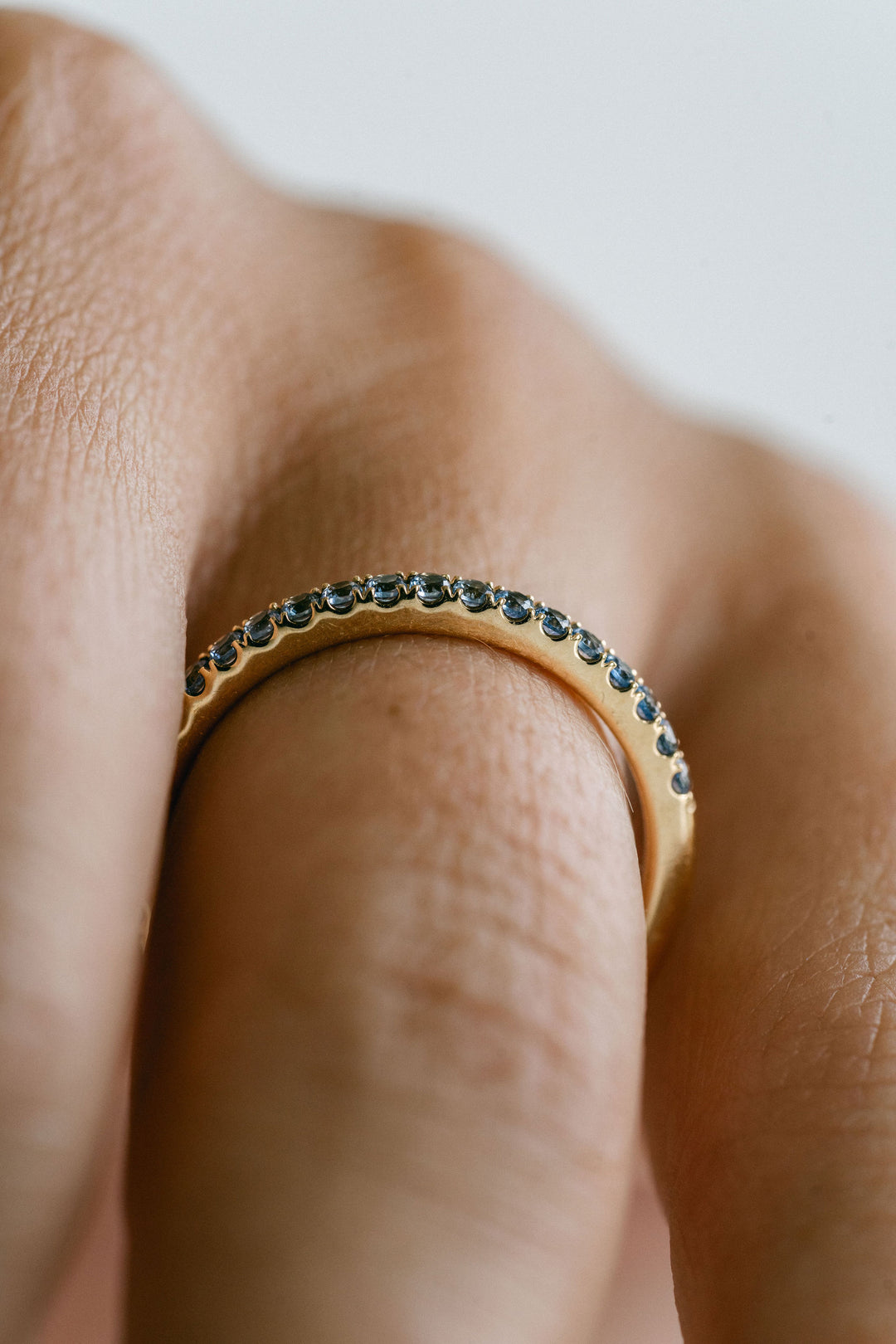 Round Blue Sapphire Pavé Band - 1.8mm