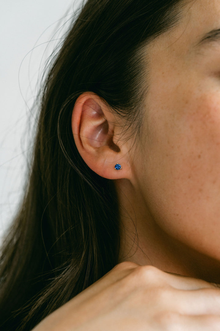 Round Blue Sapphire Studs