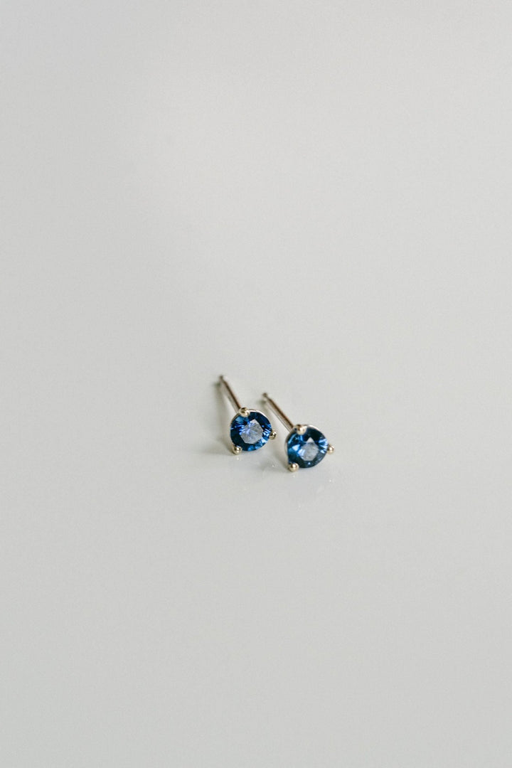 Round Blue Sapphire Studs