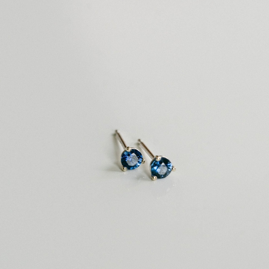 Round Blue Sapphire Studs