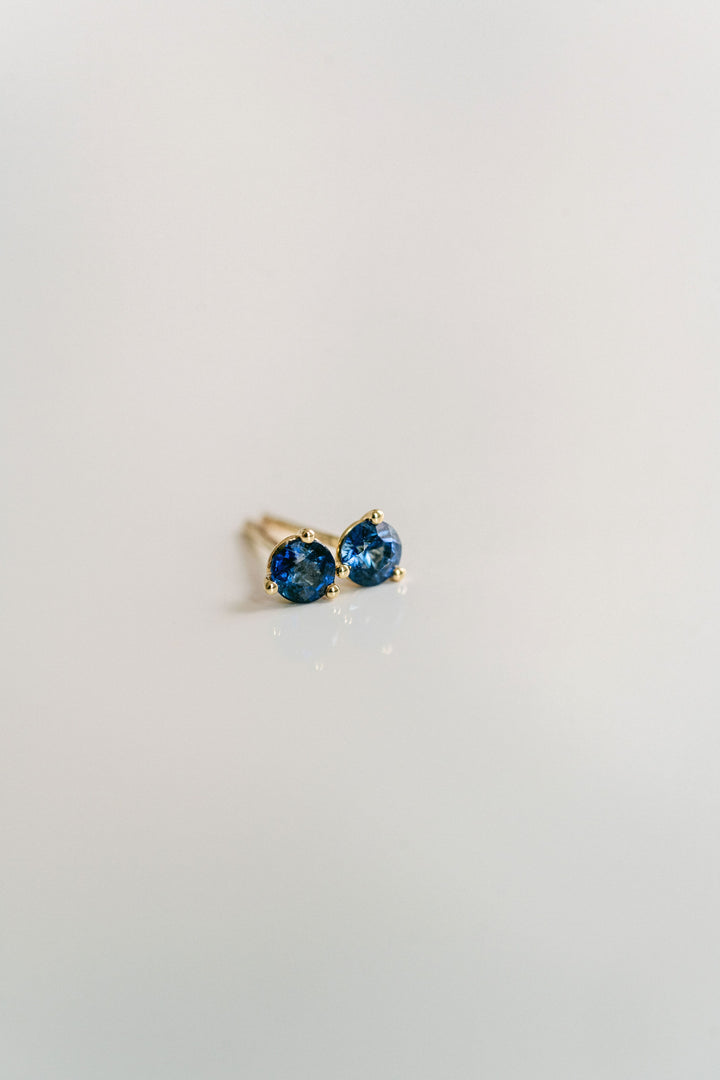 Round Blue Sapphire Studs